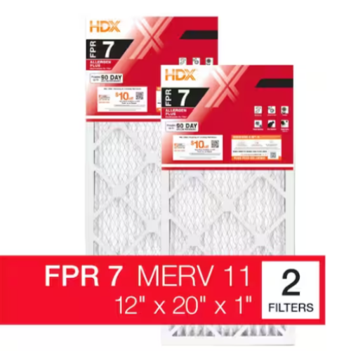 12 in. x 20 in. x 1 in. Allergen Plus Pleated Air Filter FPR 7, MERV 11 (2-Pack)