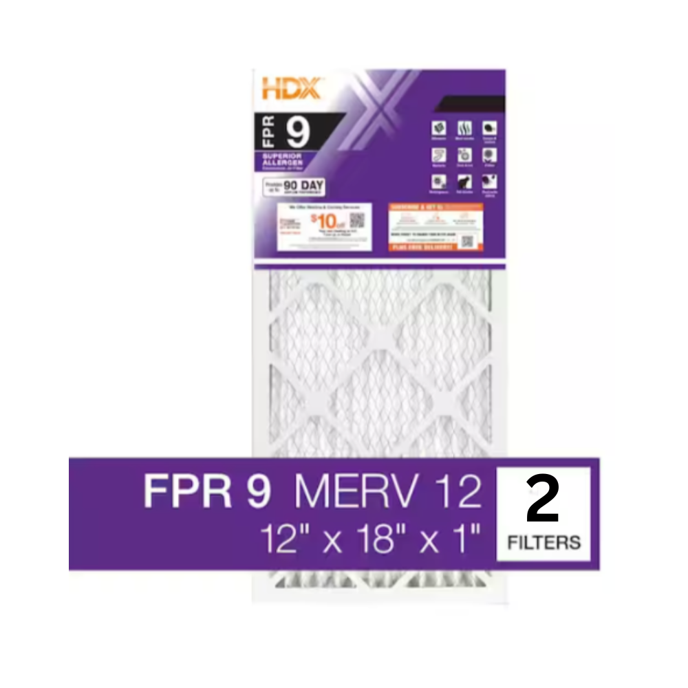 12 in. x 18 in. x 1 in. Superior Pleated Air Filter FPR 9, MERV 12 (2 Pack)