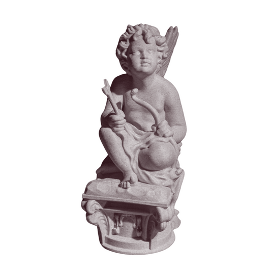 3D Printed Cherub Angel Sculpture - Elegant Decorative Statue, 5"x3"x2", Pure White