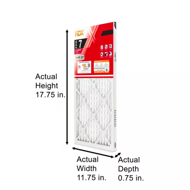 HDX 12 in. x 18 in. x 1 in. Allergen Plus Pleated Air Filter MERV 11, 6 Pack