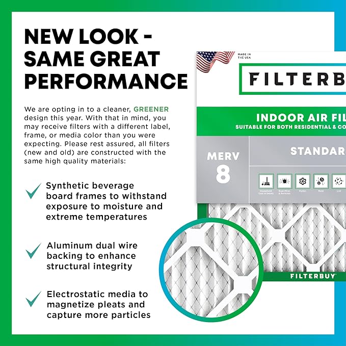 Filterbuy 12x12x1 Air Filter MERV 8 Dust Defense (4-Pack), Pleated HVAC AC Furnace Air Filters Replacement (Actual Size: 11.75 x 11.75 x 0.75 Inches)