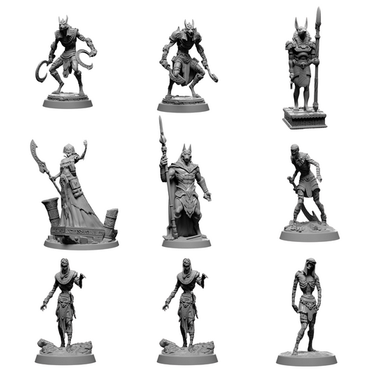 Ancient Undead Warriors Miniature Set – 32mm Scale for Tabletop RPGs