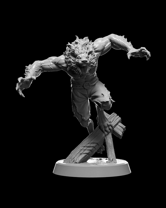 Ferocious Werewolf Miniature – 32mm Scale for Tabletop RPGs