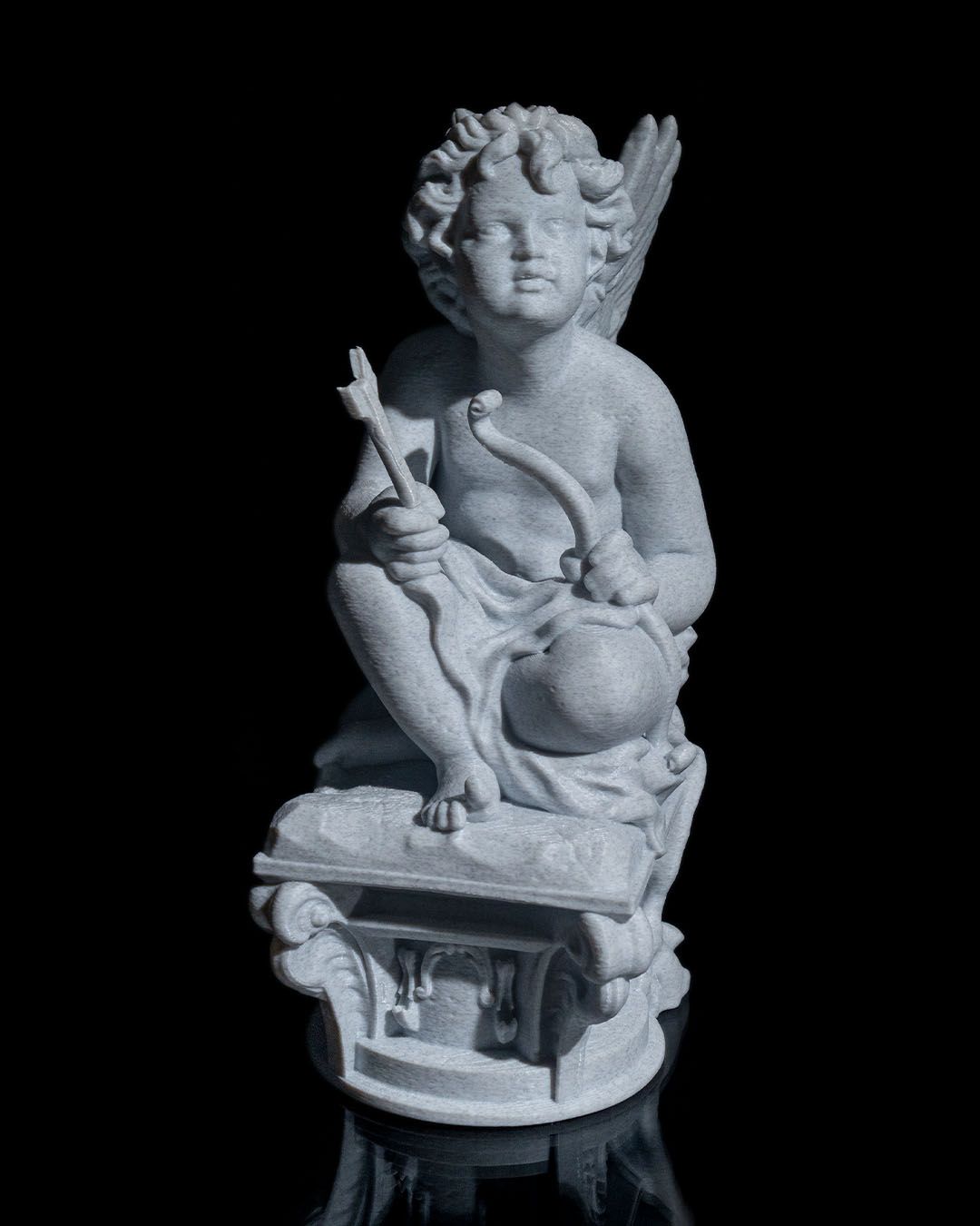 3D Printed Cherub Angel Sculpture - Elegant Decorative Statue, 5"x3"x2", Pure White