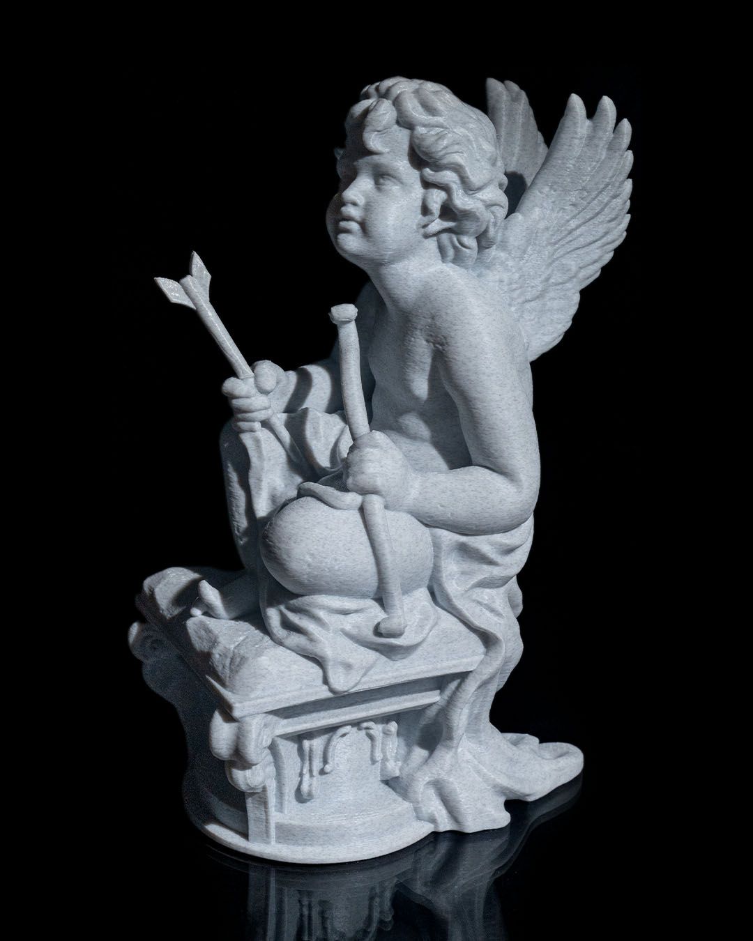 3D Printed Cherub Angel Sculpture - Elegant Decorative Statue, 5"x3"x2", Pure White