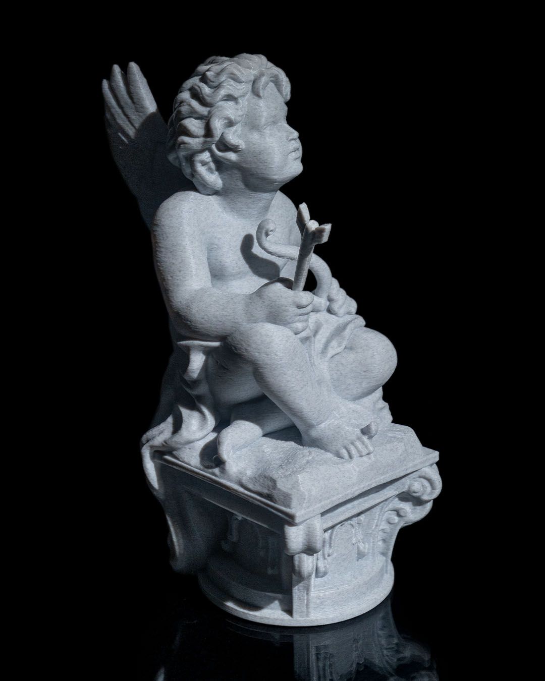 3D Printed Cherub Angel Sculpture - Elegant Decorative Statue, 5"x3"x2", Pure White