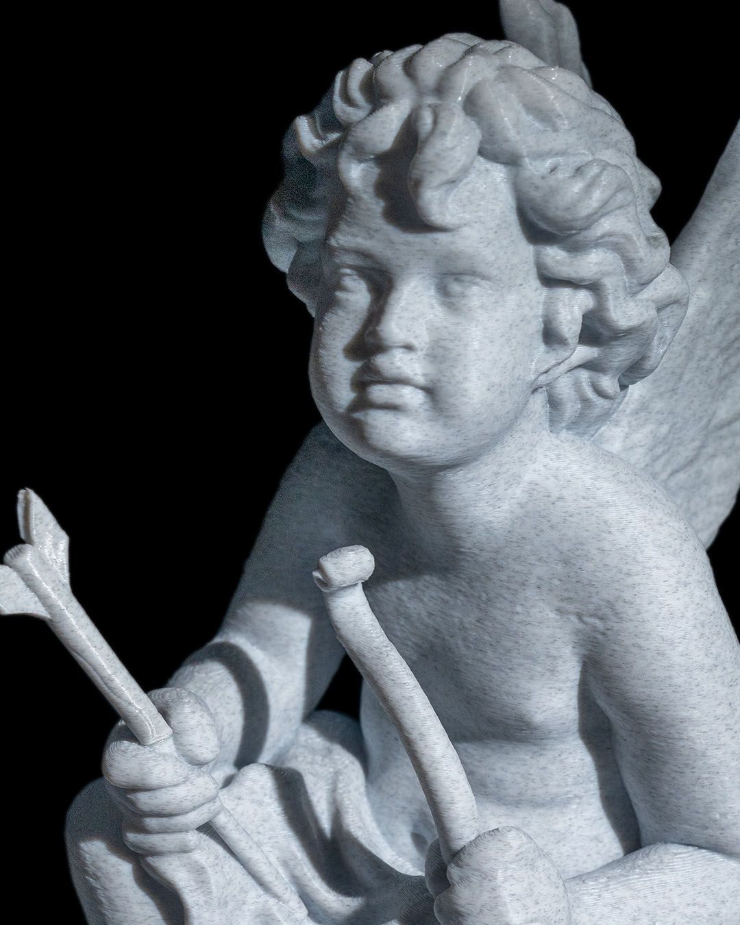 3D Printed Cherub Angel Sculpture - Elegant Decorative Statue, 5"x3"x2", Pure White