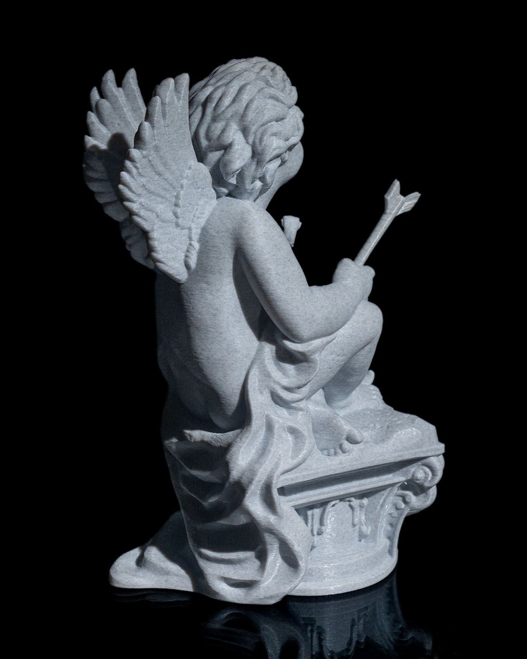 3D Printed Cherub Angel Sculpture - Elegant Decorative Statue, 5"x3"x2", Pure White