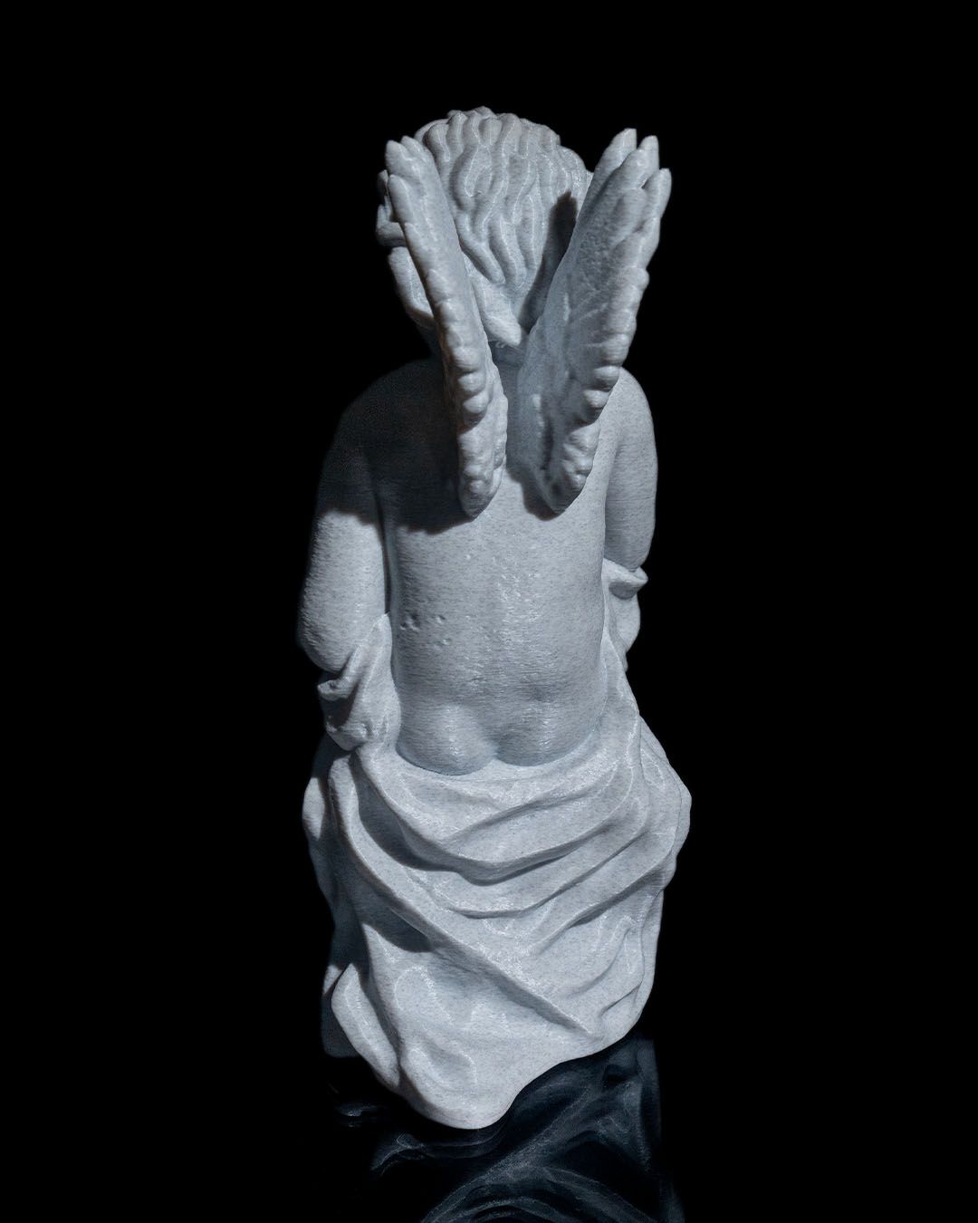 3D Printed Cherub Angel Sculpture - Elegant Decorative Statue, 5"x3"x2", Pure White