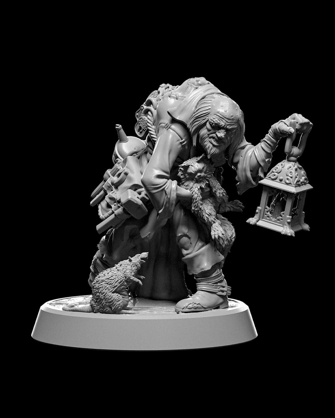 Lantern Bearer Hermit Miniature – 32mm Scale for Tabletop RPGs