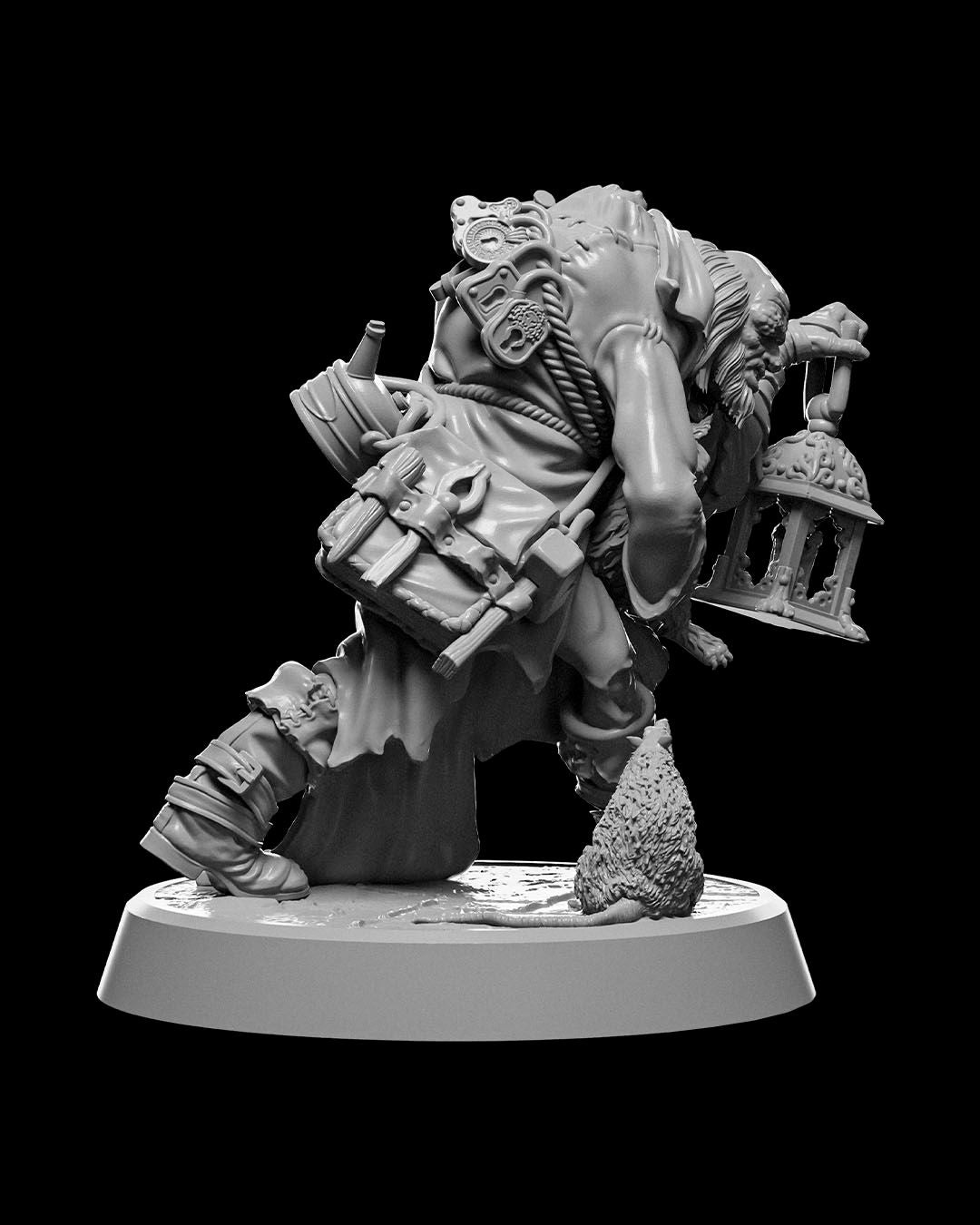 Lantern Bearer Hermit Miniature – 32mm Scale for Tabletop RPGs