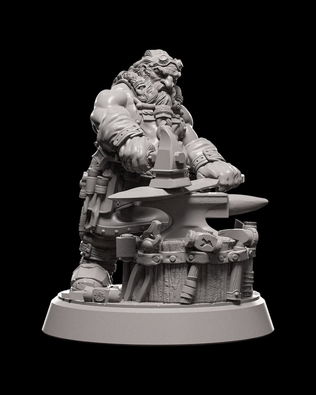 Dwarf Blacksmith Miniature, Resin Figure, Perfect for Tabletop RPGs, Wargames, and Painting