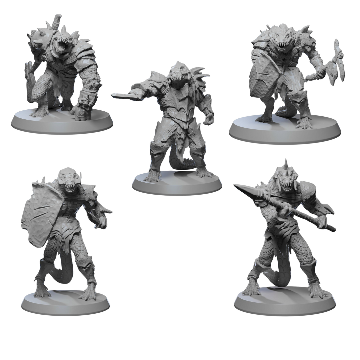 Lizardfolk Warriors Miniature Set – 32mm Scale for Tabletop RPGs