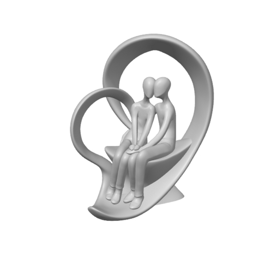 Minimalist Couple in Heart Sculpture - Modern 3D Printed Home Décor, Available in Multiple Colors