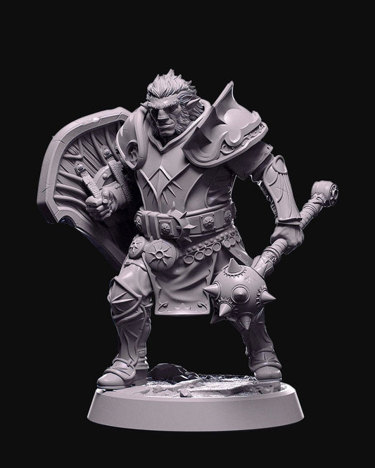 Lion Paladin Miniature – 75mm Scale – Detailed Resin Figure