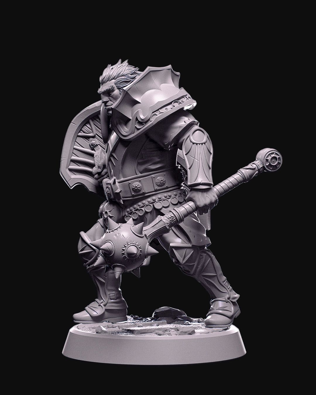 Lion Paladin Miniature – 75mm Scale – Detailed Resin Figure