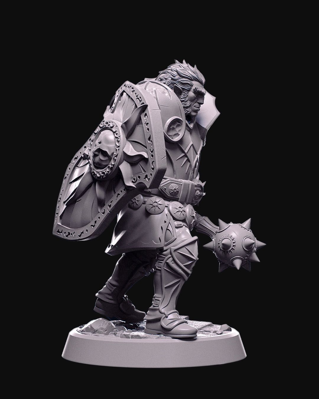 Lion Paladin Miniature – 75mm Scale – Detailed Resin Figure