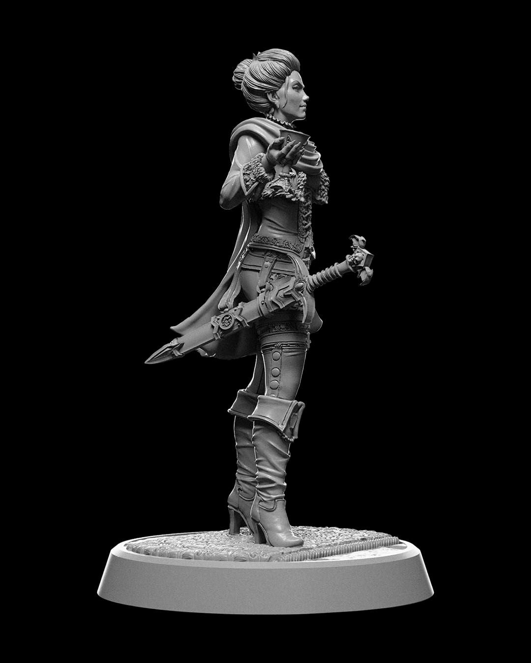 Elegant Duelist Miniature – 32mm Scale for Tabletop RPGs