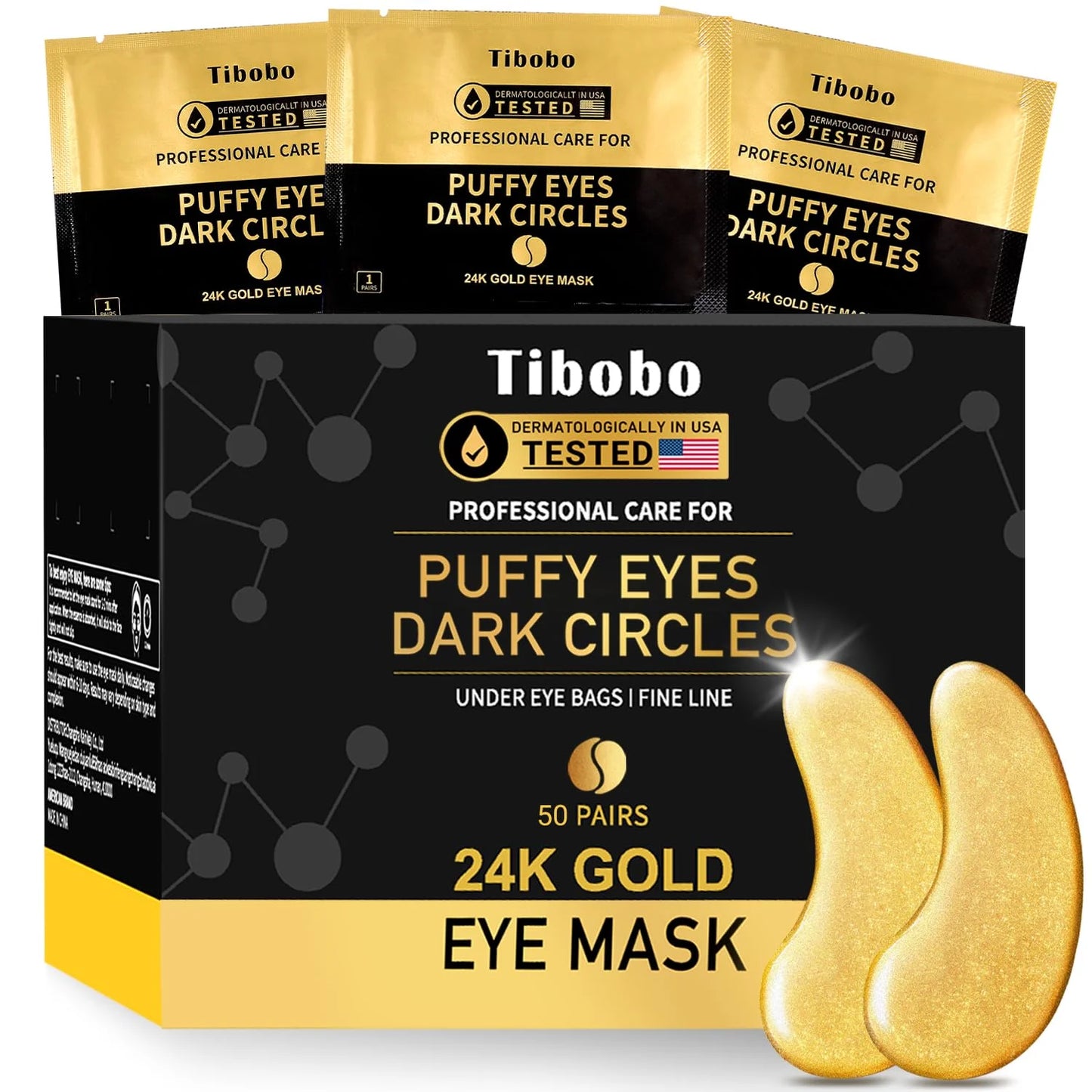 Under Eye Patches (50 Pairs) - 24K Gold Eye Masks Treatment For Eye Bags