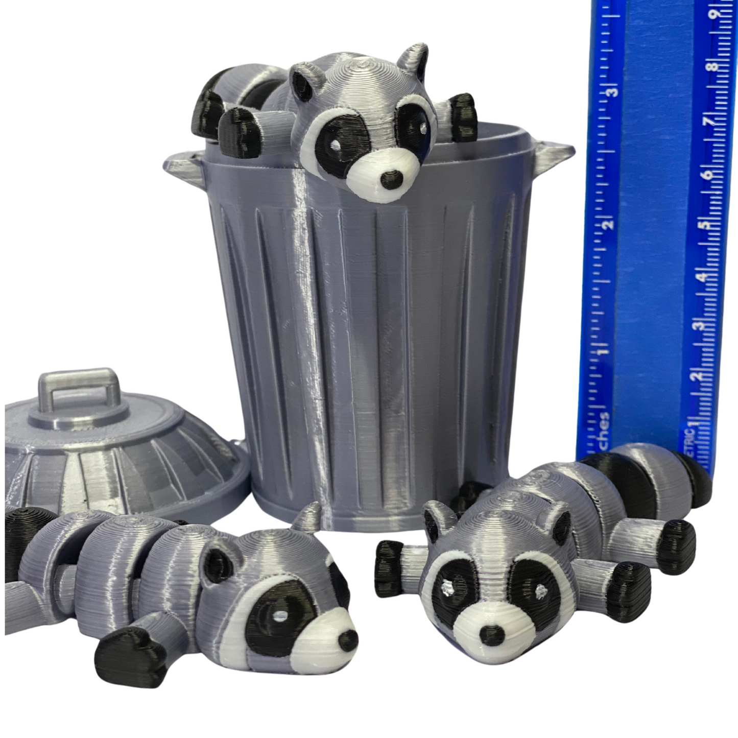 Articulated Raccoon with Trash Can | 3D Printed | Flexible Toy | Collectible