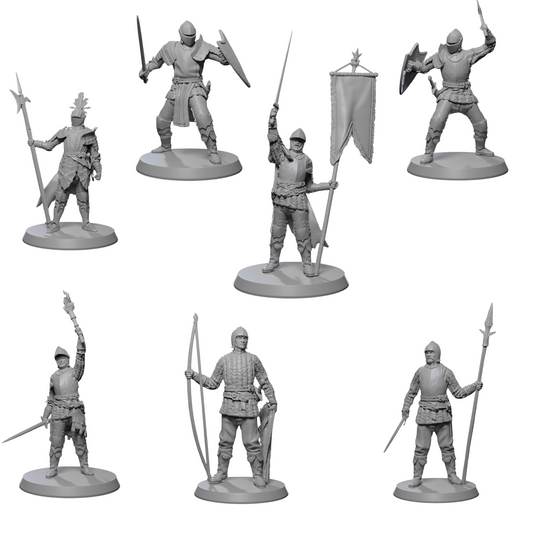 Medieval Guardsmen Miniature Set – 32mm Scale for Tabletop RPGs