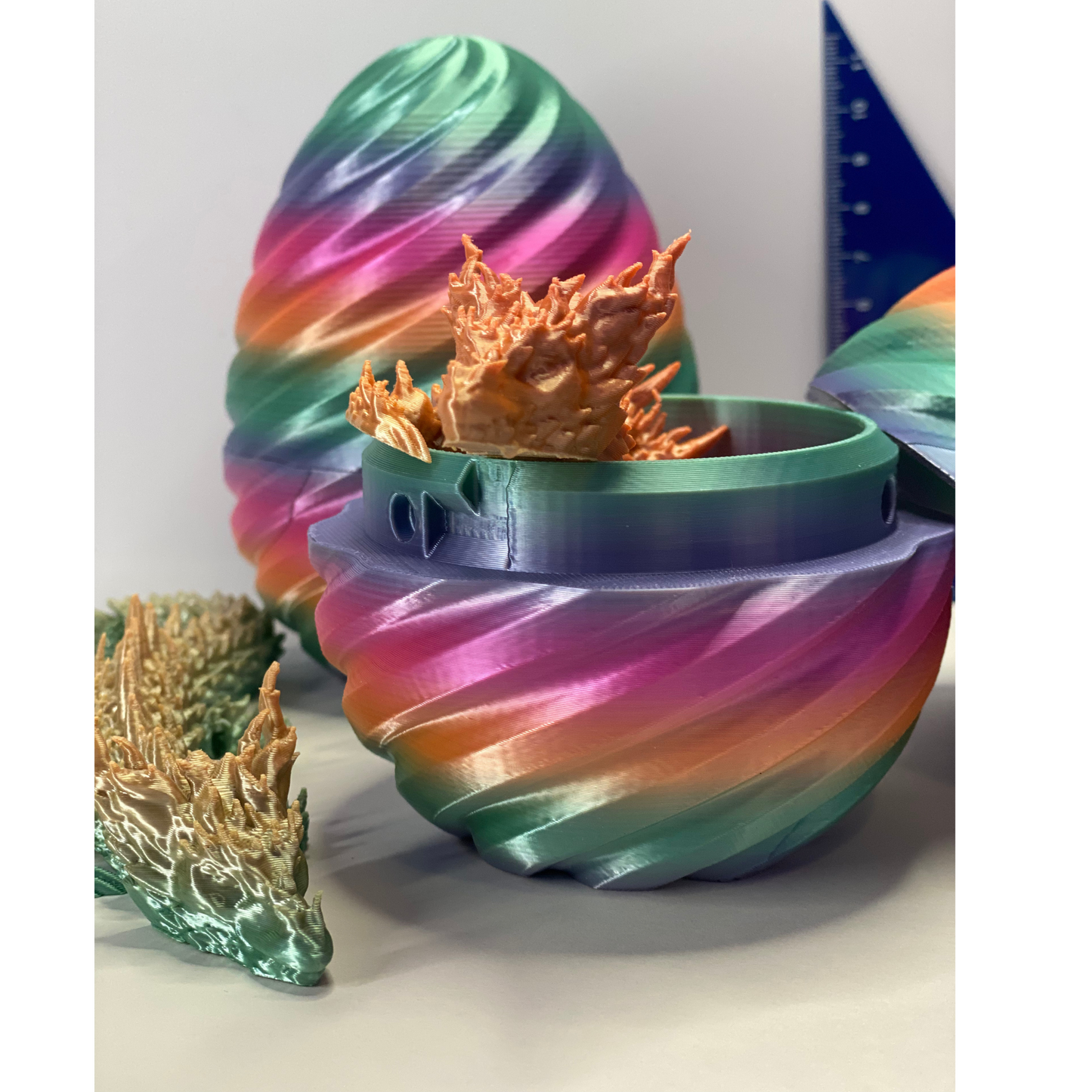 Articulated Dragon with Egg | 3D Printed | Random Colors | Flexible Toy