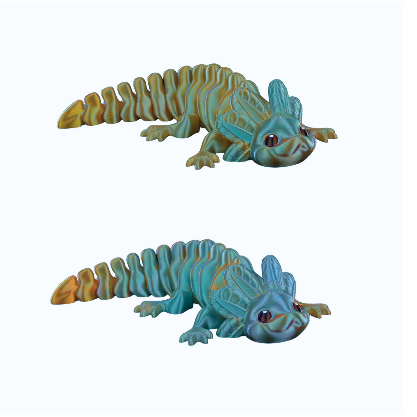 Articulated Axolotl 3D Printed Figure - Set of 2 - Flexible & Collectible Toy - Handmade Gift