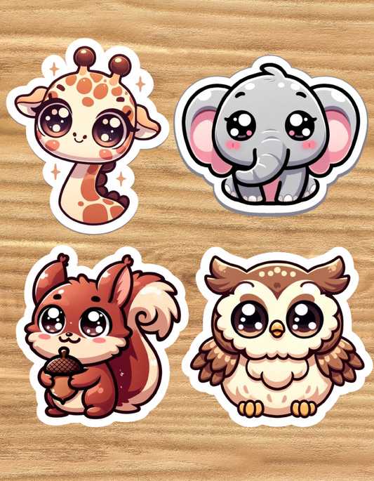 Kawaii Animal Friends - Waterproof Vinyl Sticker Set