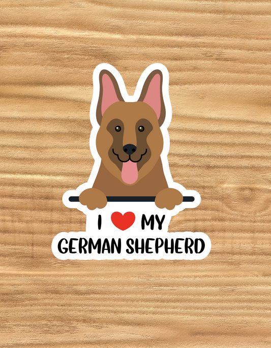 I love My German Shepherd - Waterproof Vinyl Sticker